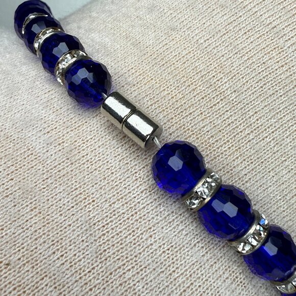 Alexander Kalifano Blue Glass Bead Crystal Rhinestone Necklace 18.5" - Picture 8 of 10